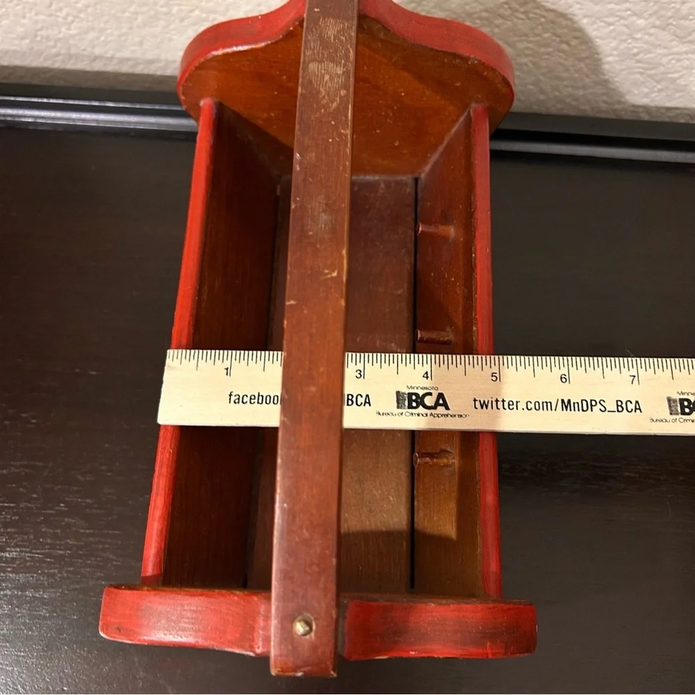 Vintage Wooden  Storage Caddy Folk Art Rustic Farmhouse Primitive handmade